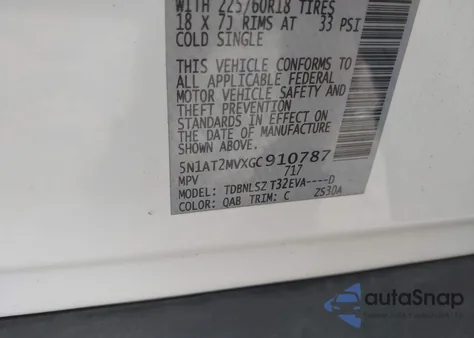 2016 Nissan Rogue Sl from USA, damaged, VIN 5N1AT2MVXGC910787
